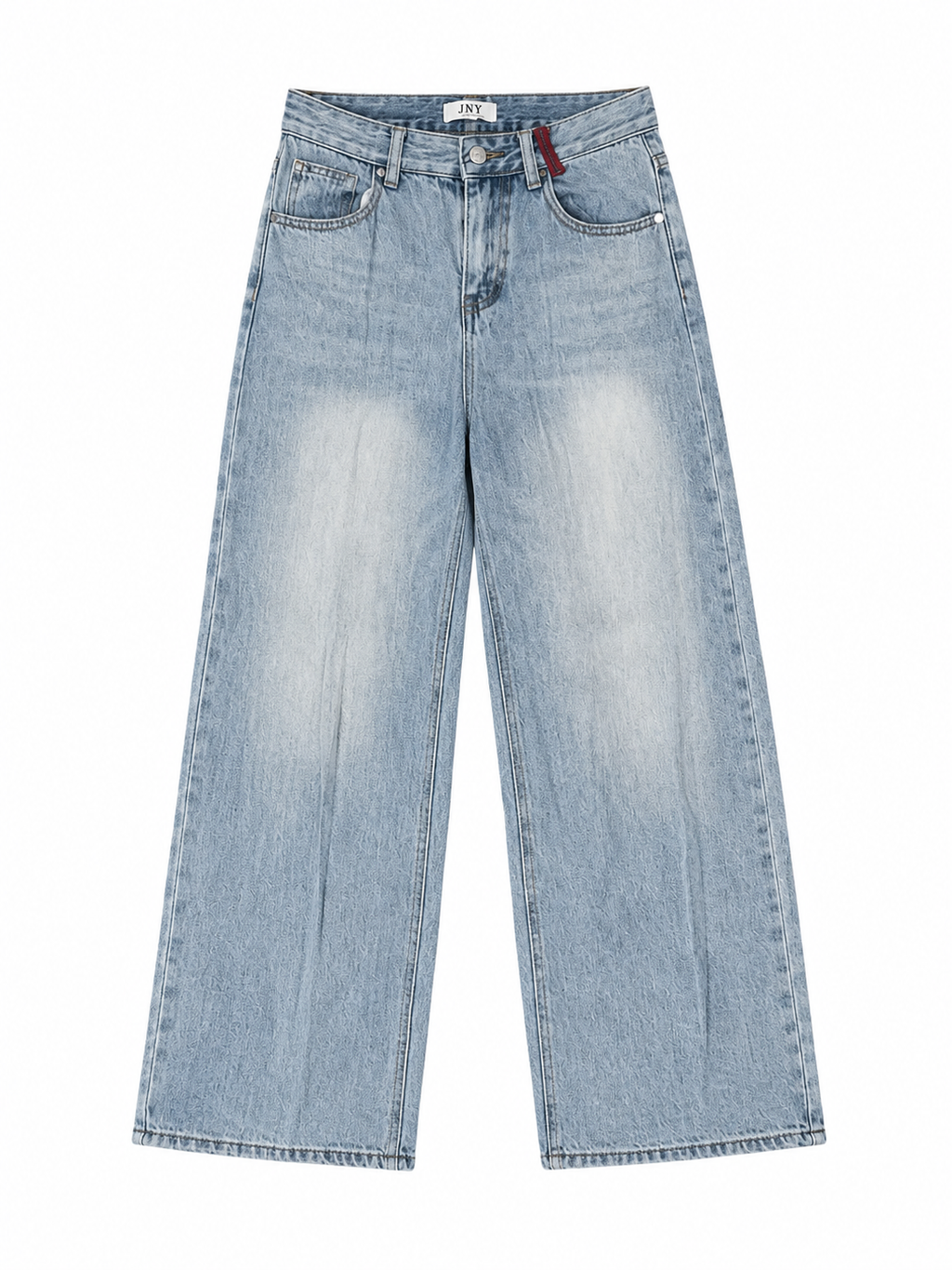 Women Monogram Pocket Light-Wash Baggy Jeans