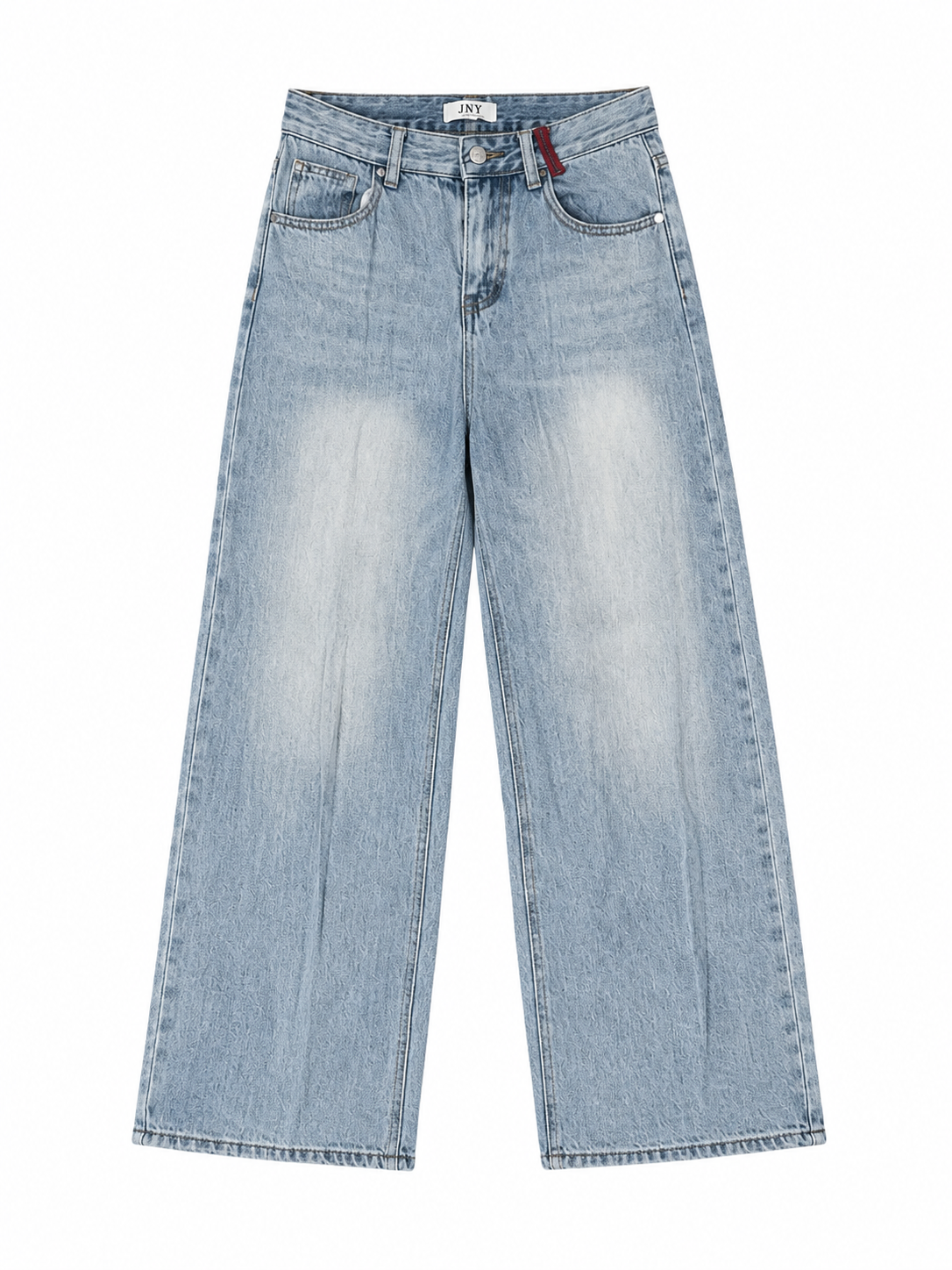 Women Monogram Pocket Light-Wash Baggy Jeans