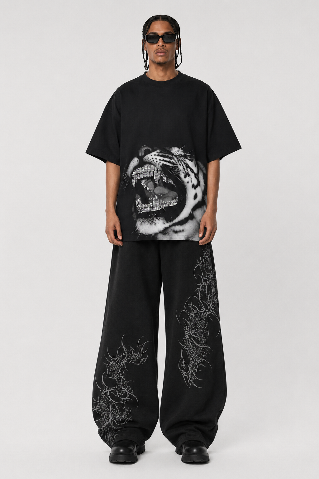 Wild Card Black Dragon Wide-Leg Sweatpants – Unisex Streetwear