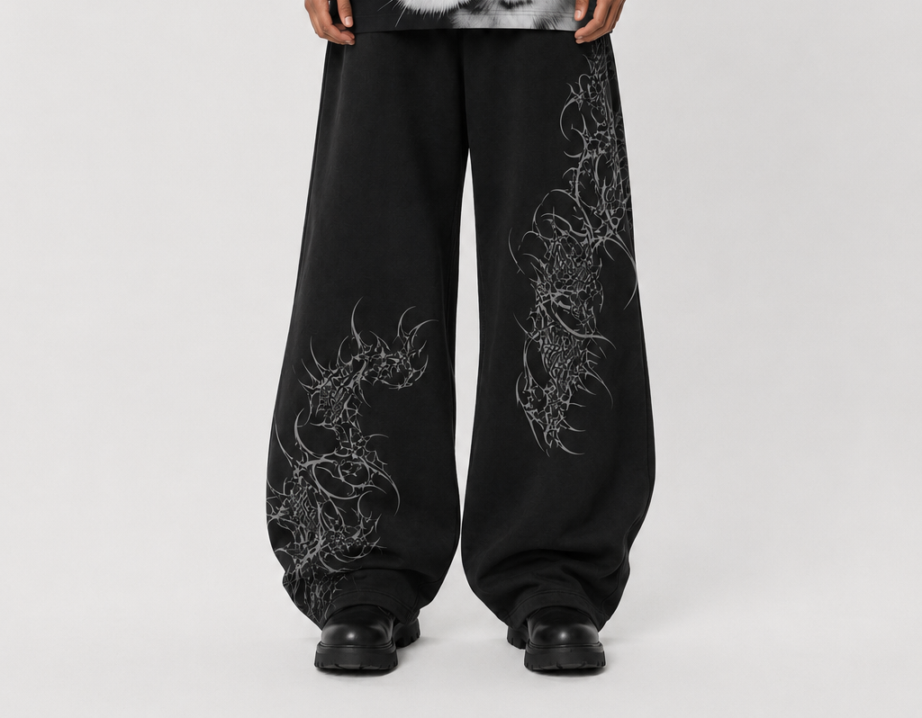 Wild Card Black Dragon Wide-Leg Sweatpants – Unisex Streetwear