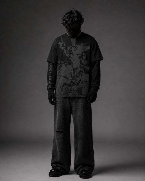 Be Just Fear Not Black Layered Graphic T-Shirt – Angel Wing Streetwear Tee