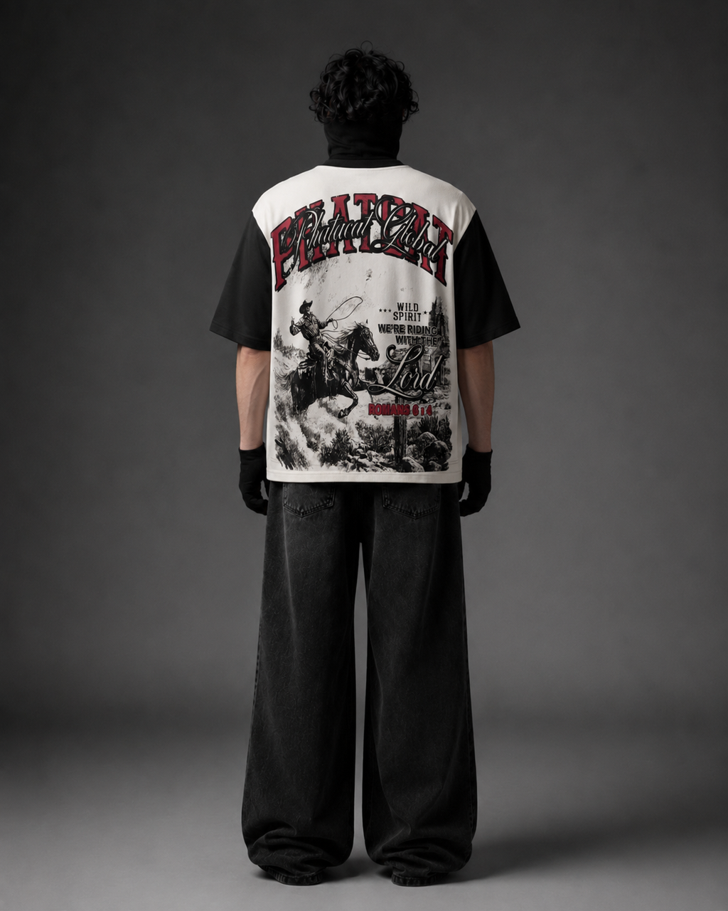Phatcat Wild Spirit Rodeo Oversized Graphic T-Shirt – Black & Off-White