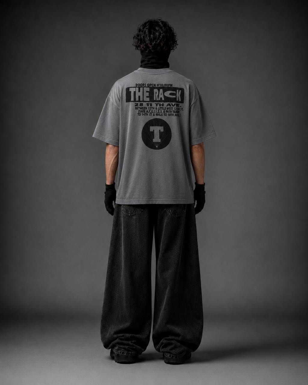 The Rack Charcoal Boxy Fit T-Shirt – Pure Cotton Tee with Velvet Print
