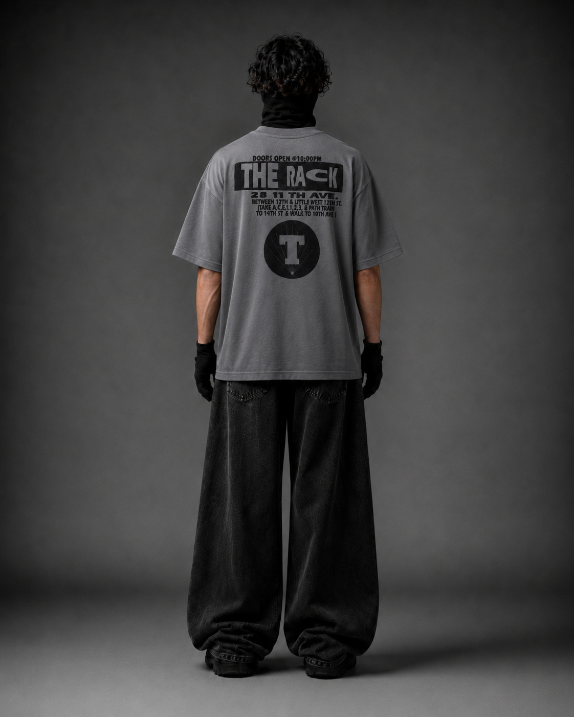 The Rack Charcoal Boxy Fit T-Shirt – Pure Cotton Tee with Velvet Print
