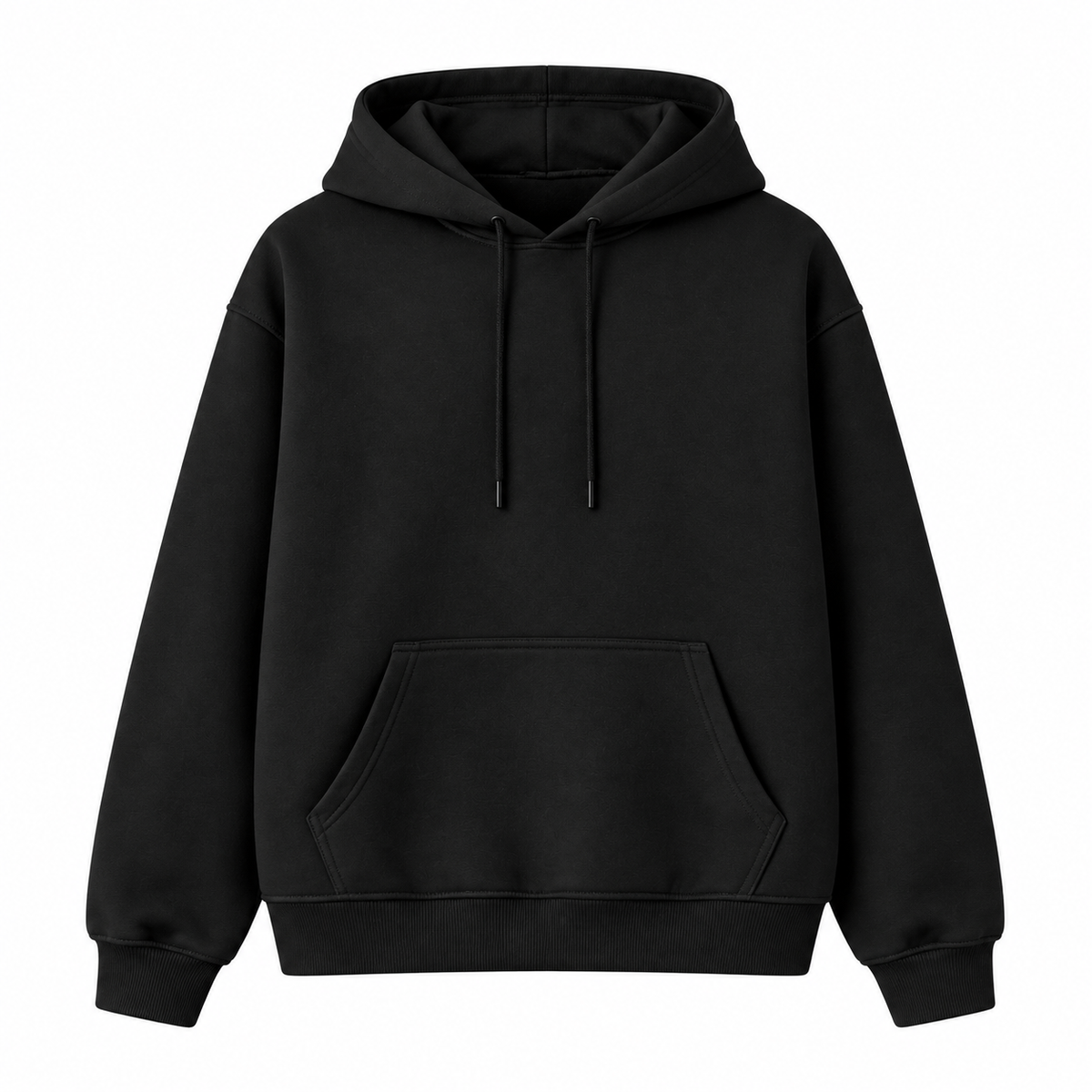 Essential Black Cotton Fleece Hoodie