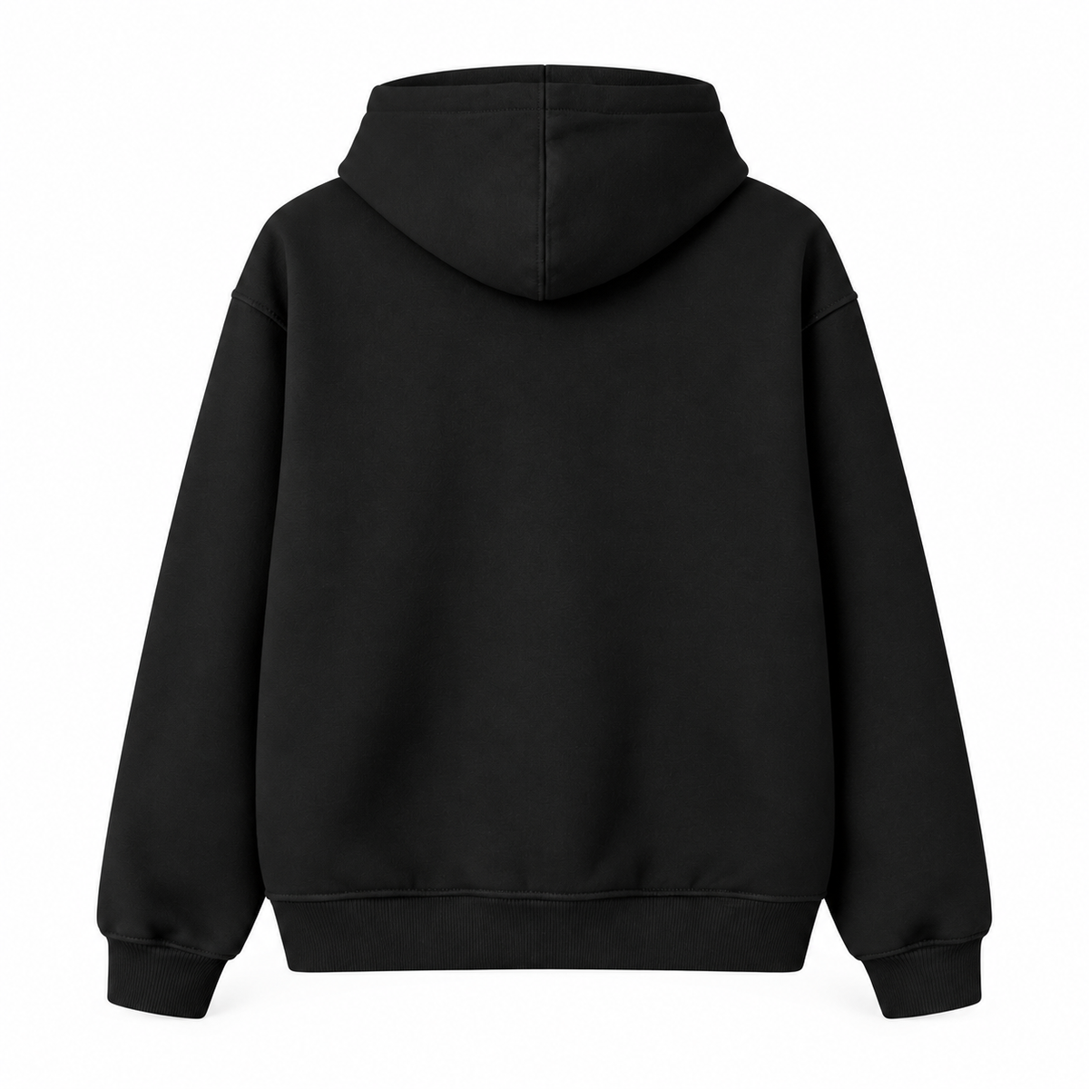 Essential Black Cotton Fleece Hoodie