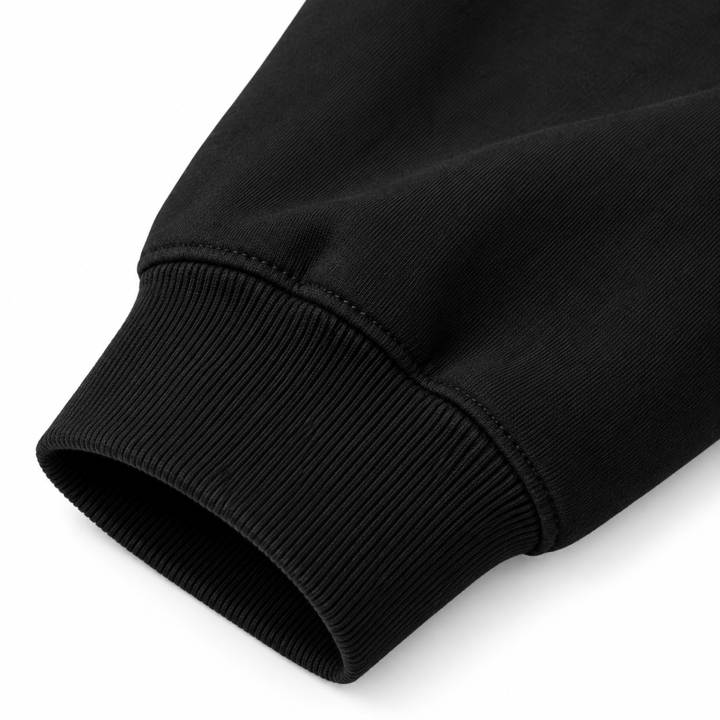 Essential Black Cotton Fleece Hoodie