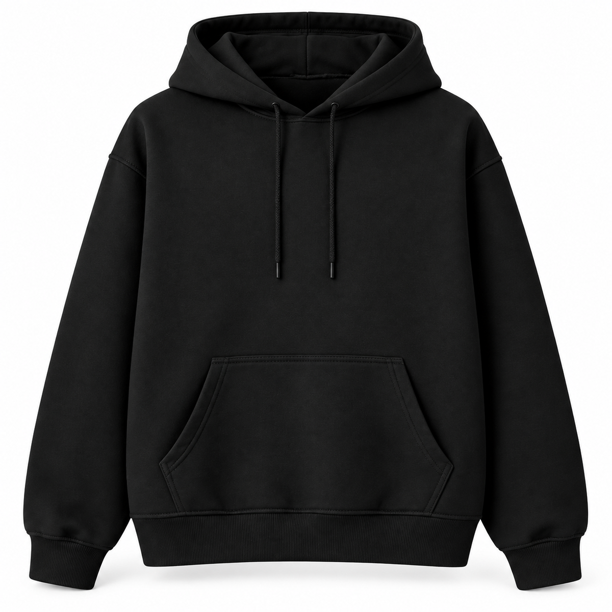 Essential Black Cotton Fleece Hoodie