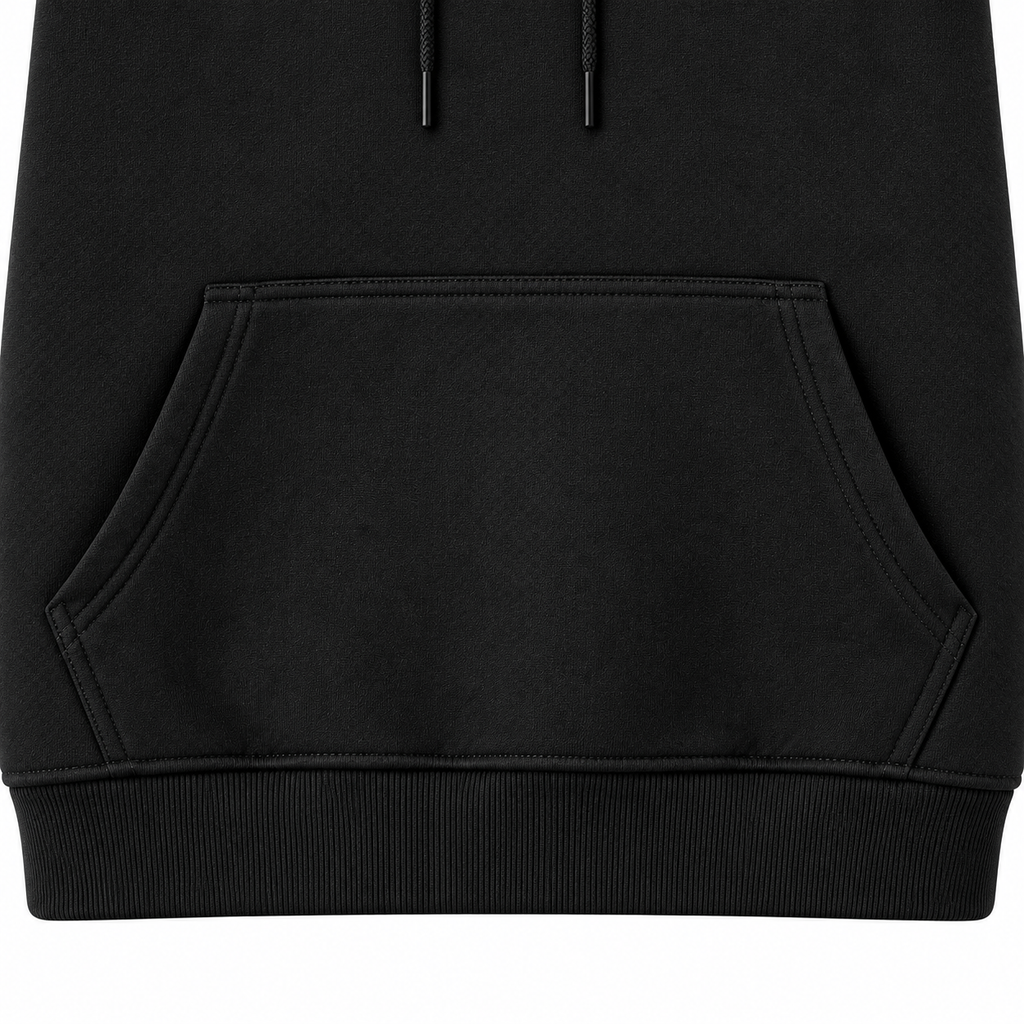 Essential Black Cotton Fleece Hoodie