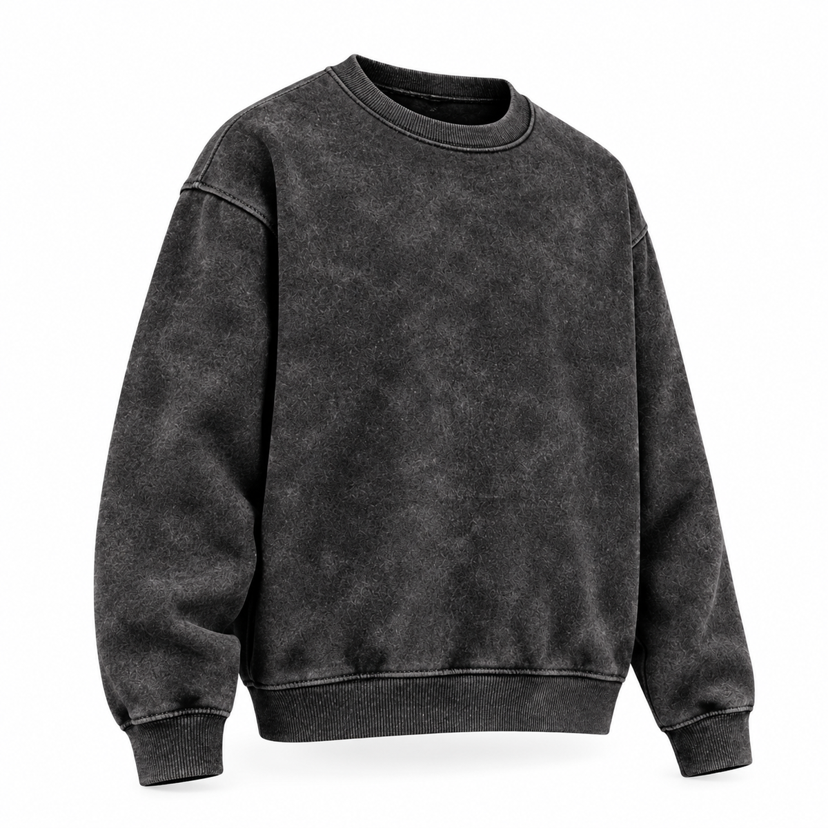 Acid Wash Cotton Fleece Sweatshirt