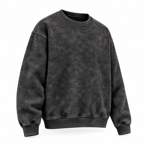 Acid Wash Cotton Fleece Sweatshirt