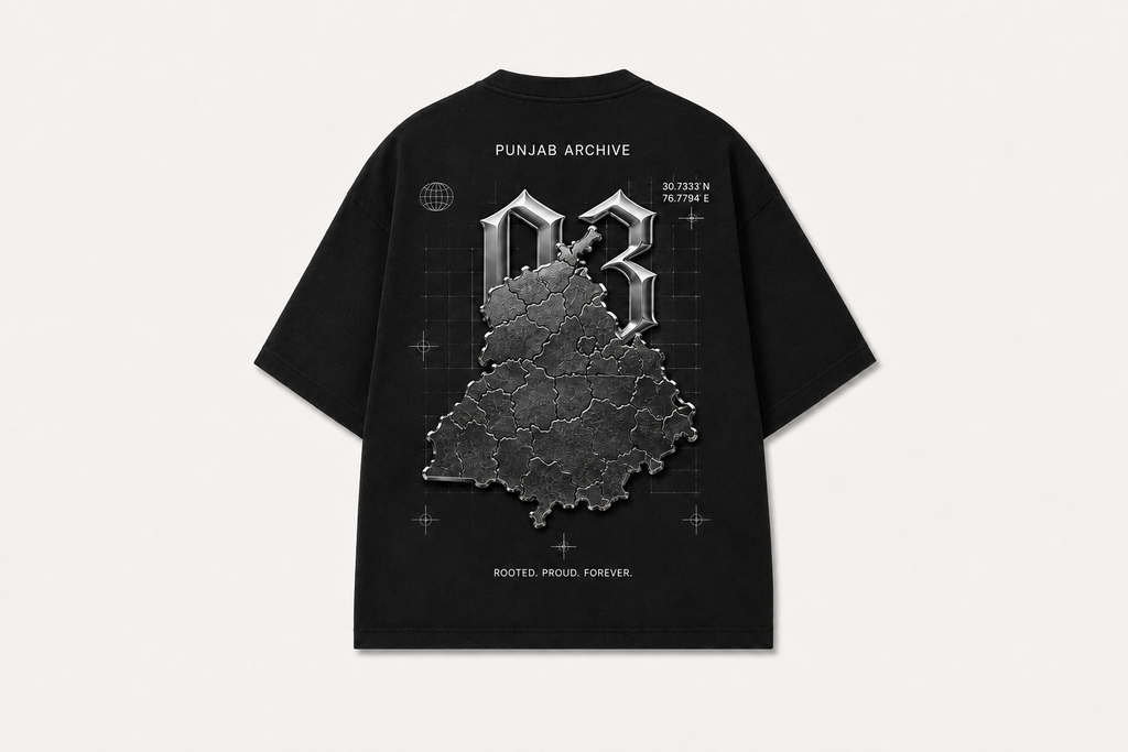 Punjab Archive 03 Oversized Graphic T-Shirt - Black – styled view 3