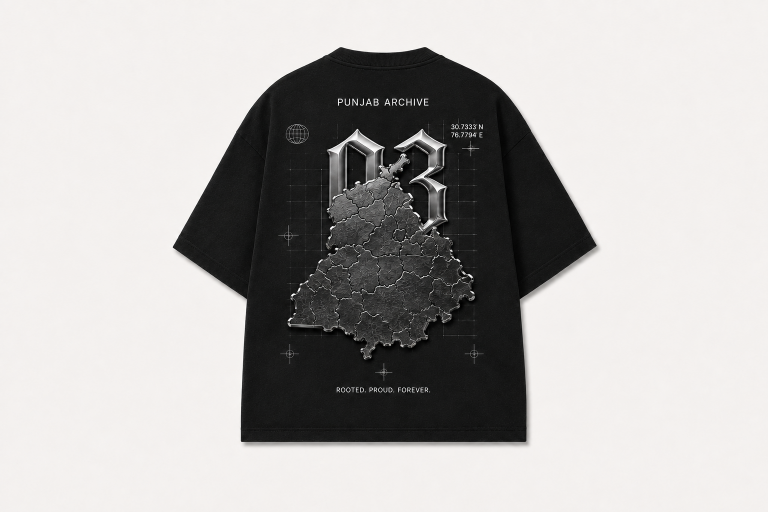 Punjab Archive 03 Oversized Graphic T-Shirt - Black – styled view 3