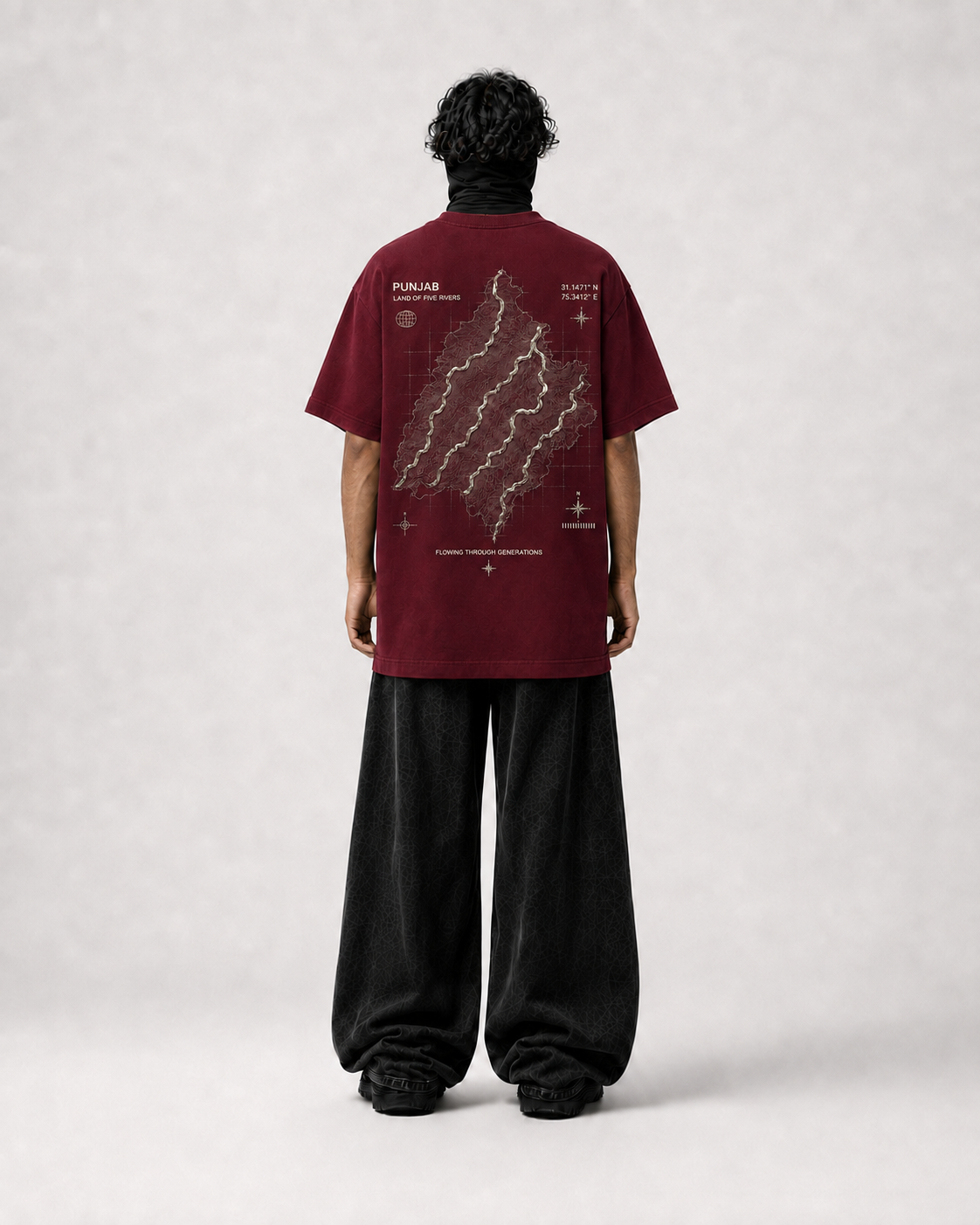 Punjab Five Rivers Oversized T-Shirt – Maroon