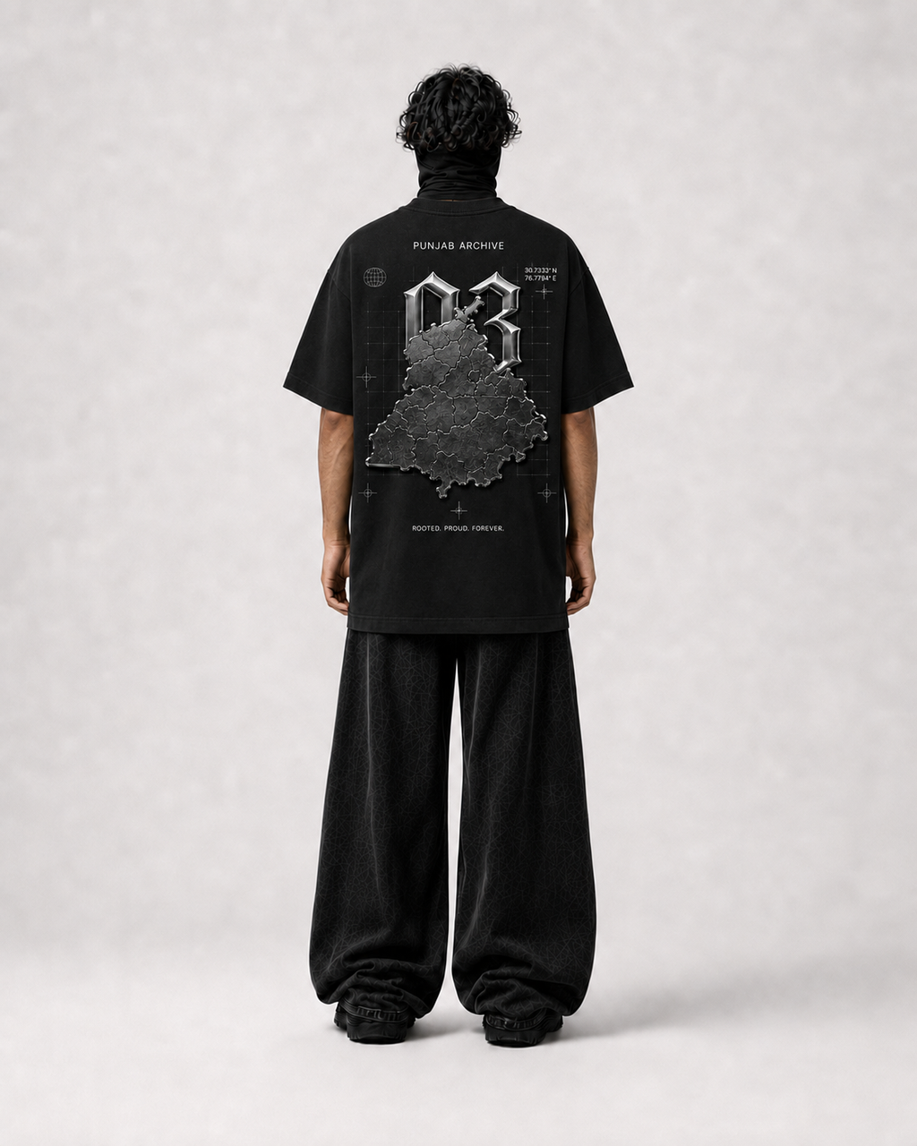 Punjab Archive 03 Oversized Graphic T-Shirt - Black – styled view 4