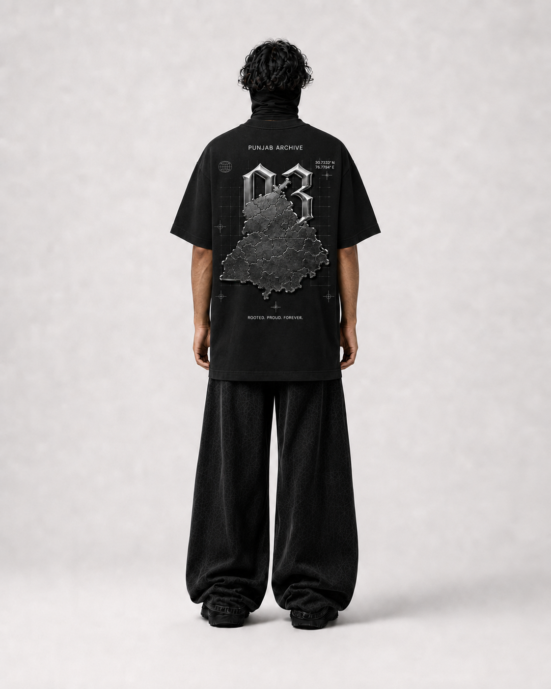 Punjab Archive 03 Oversized Graphic T-Shirt - Black – styled view 4