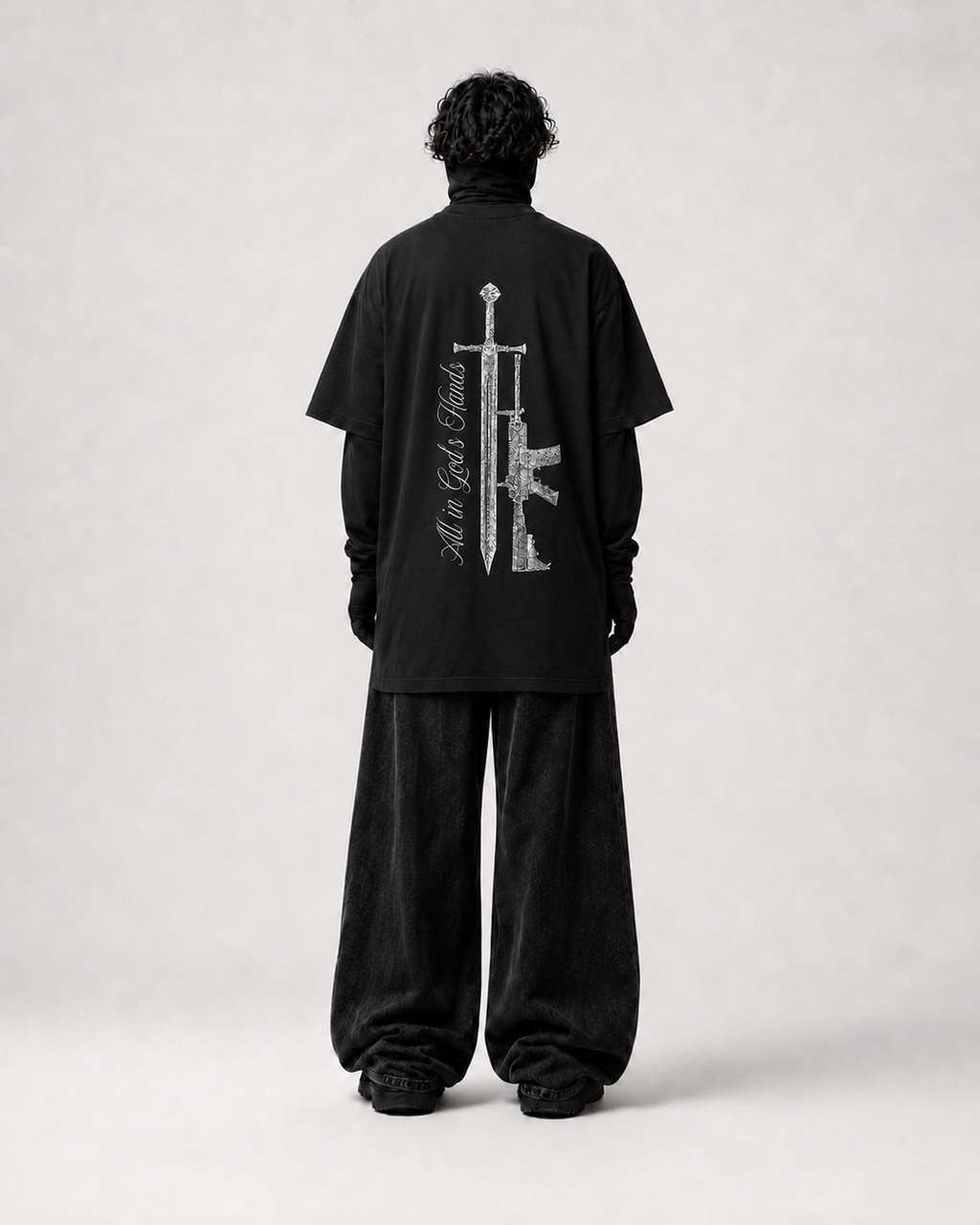 In His Hands Oversized Graphic T-Shirt – Black