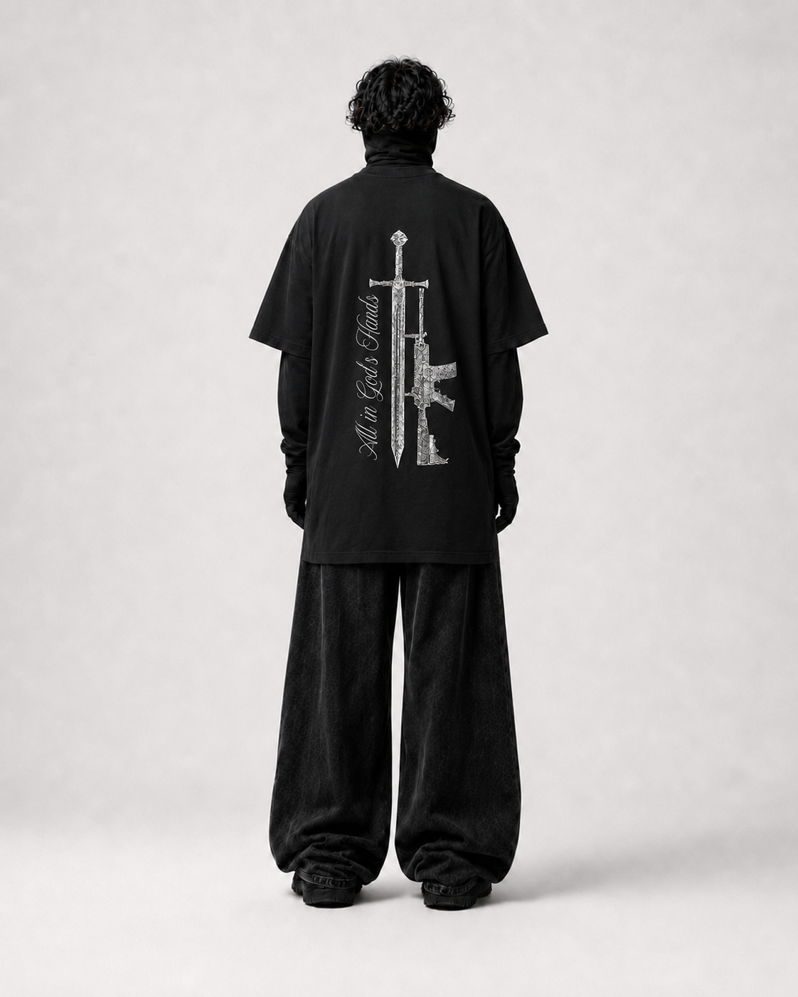 In His Hands Oversized Graphic T-Shirt – Black