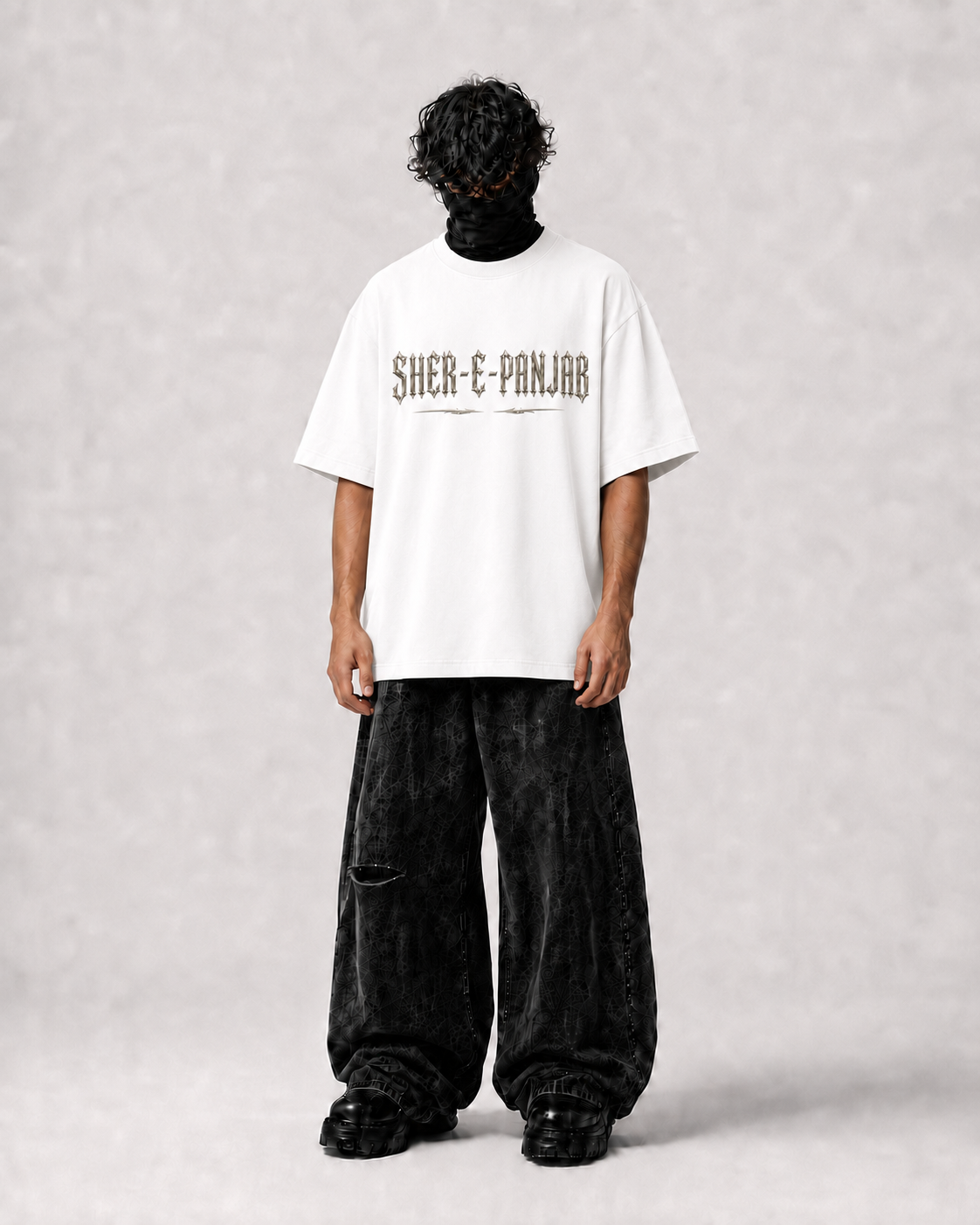 Sher-e-Panjab Maharaja Ranjit Singh Oversized T-Shirt - Black – styled view 7