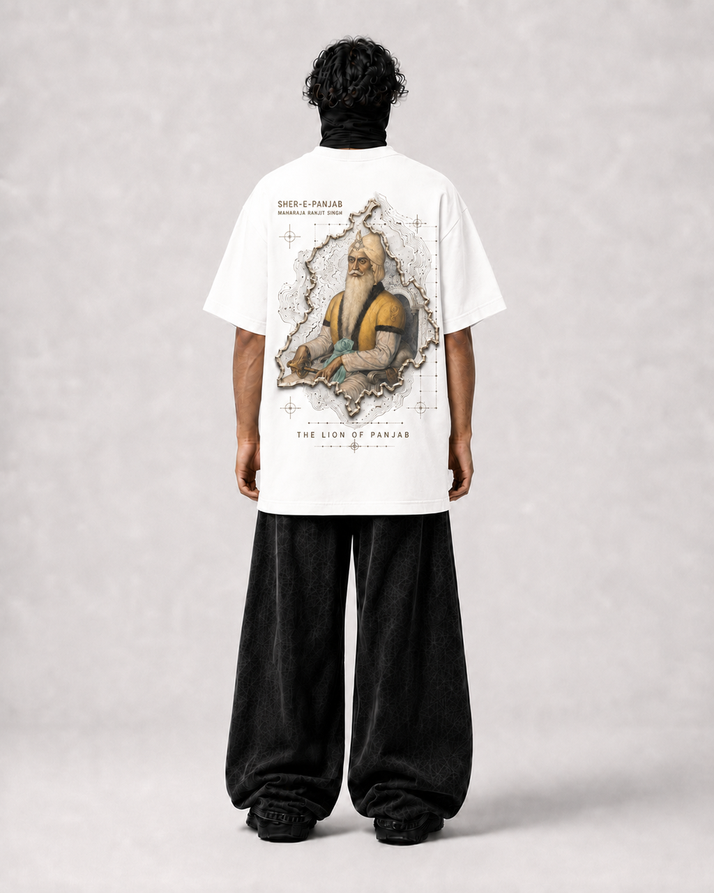 Sher-e-Panjab Maharaja Ranjit Singh Oversized T-Shirt - Black – styled view 8