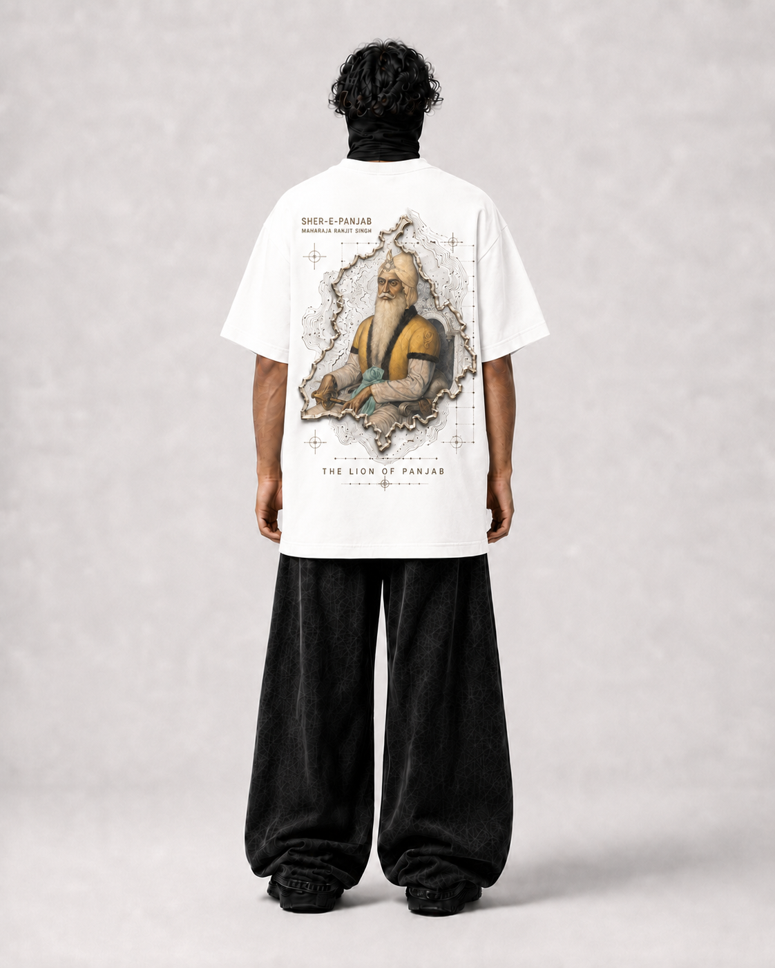 Sher-e-Panjab Maharaja Ranjit Singh Oversized T-Shirt - Black – styled view 8