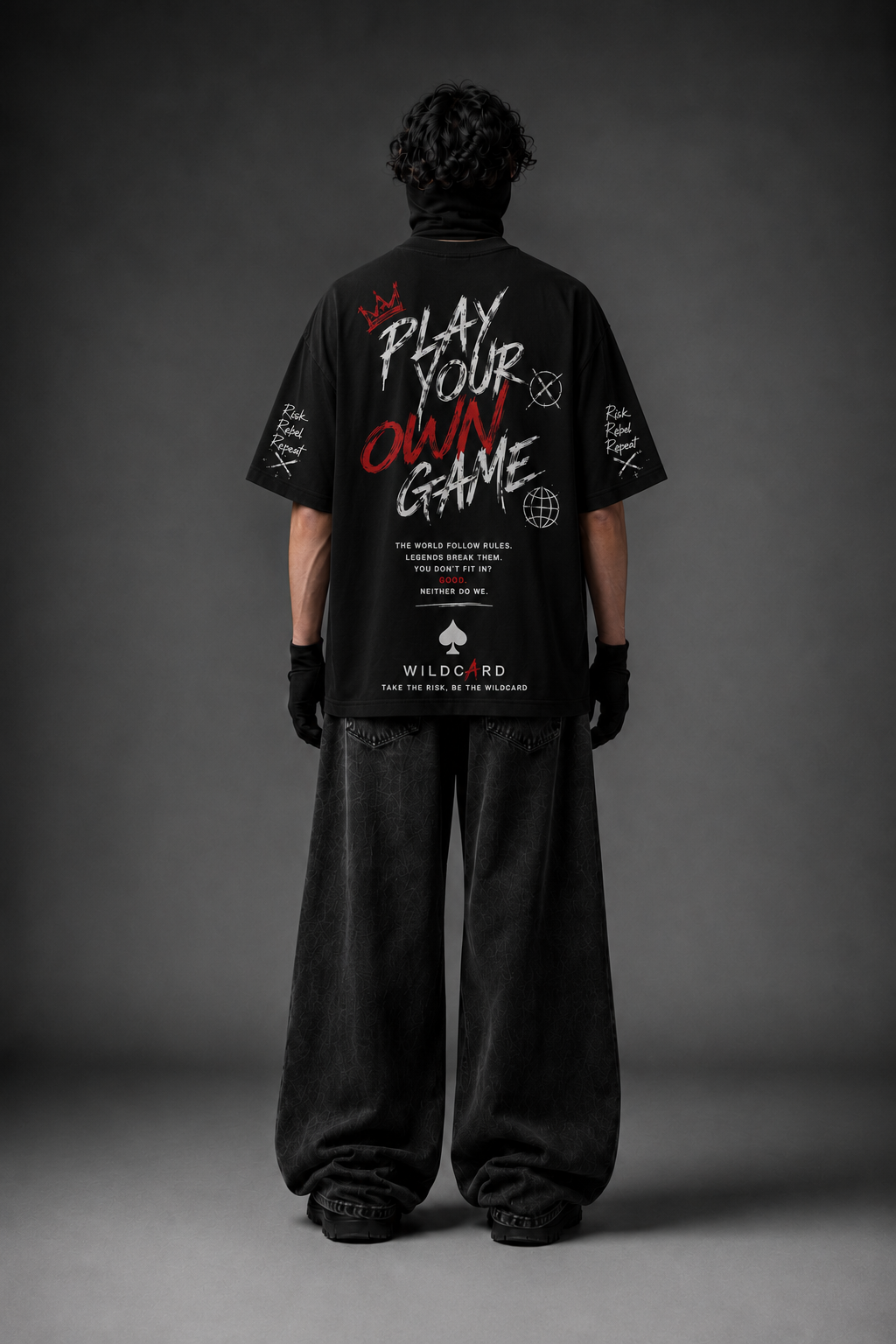 WILD CARD Play Your Own Game Oversized Graphic T-Shirt