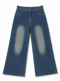 Women Indigo Fade Double-Waist Baggy Jeans