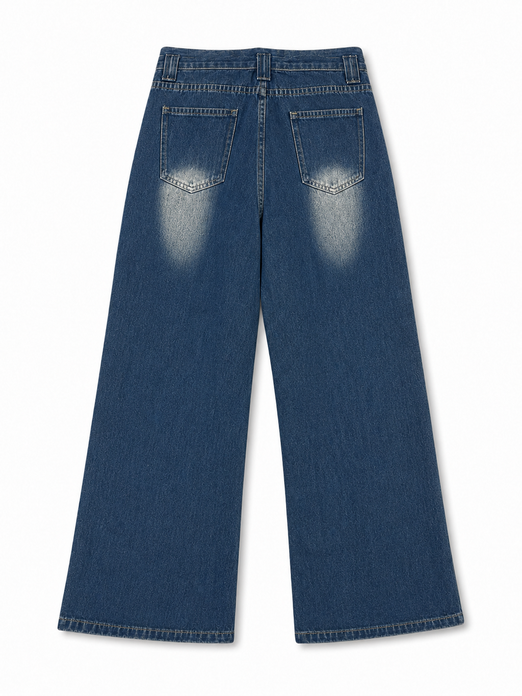 Women Indigo Fade Double-Waist Baggy Jeans