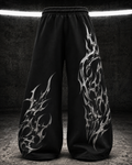 Chrome Thorn Wide-Leg Sweatpants – Black