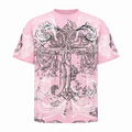 Blessed Pink Gothic Cross Boxy Fit T-Shirt – Pure Cotton Graphic Tee