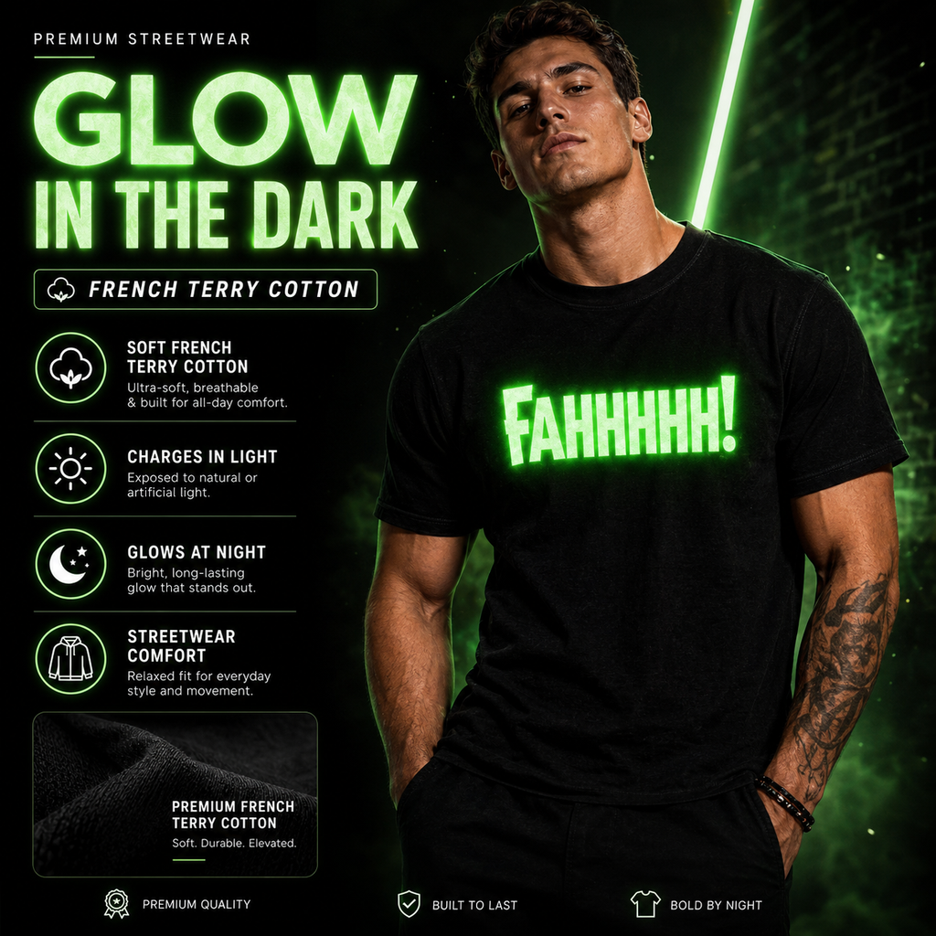 FAHHHHH! Glow in the Dark Graphic Oversized T-Shirt