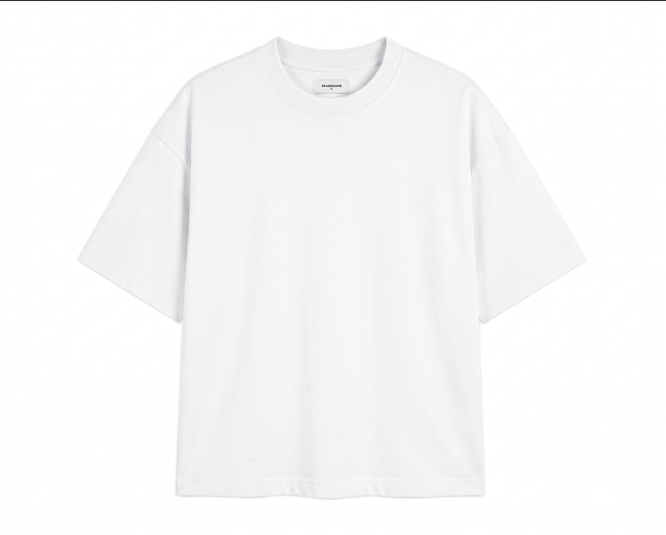 A plain white short-sleeve crewneck t-shirt shown flat against a white background.
