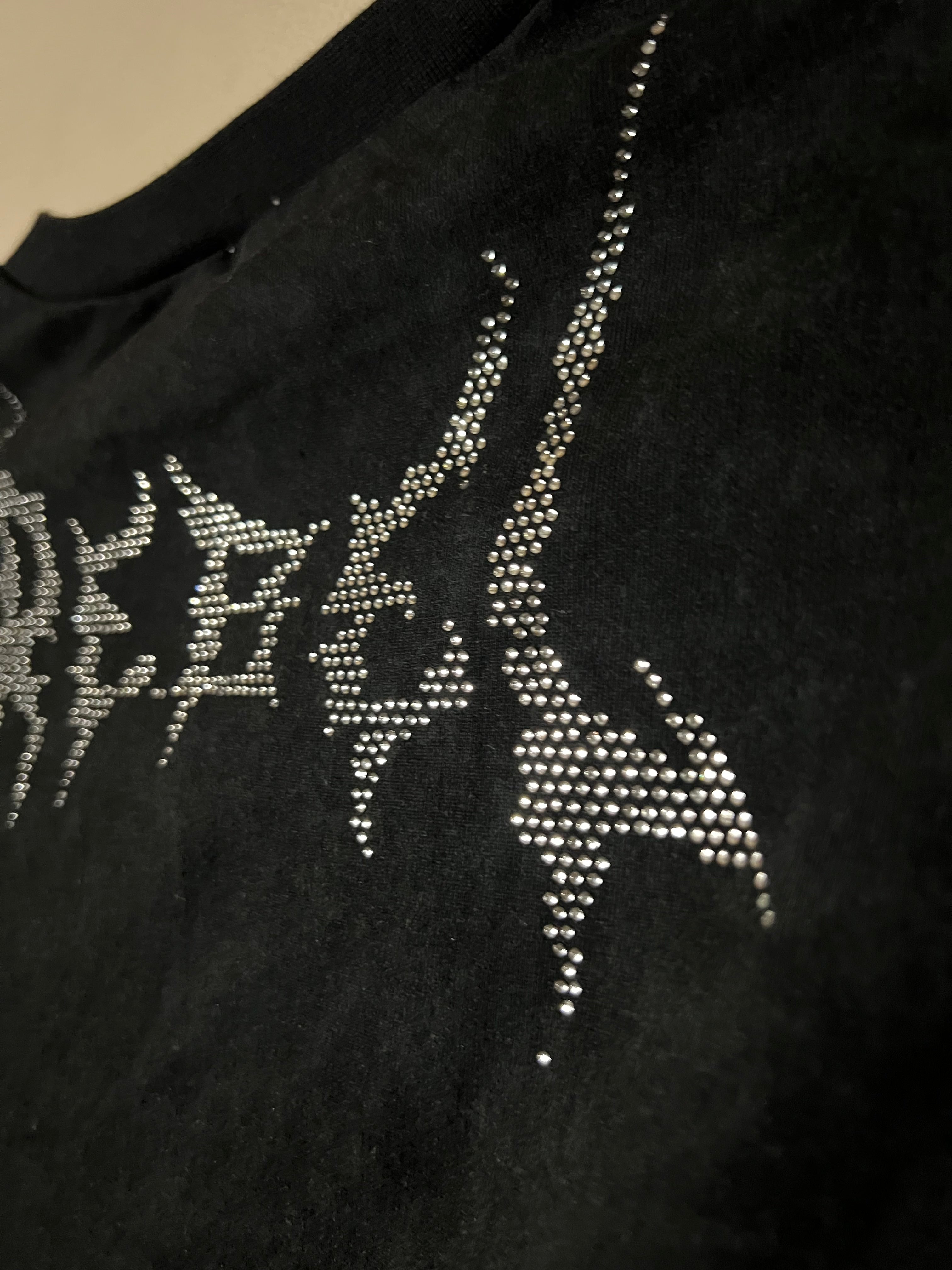 Rebel Archives Studded Rhinestone Oversized T-Shirt – Washed Black