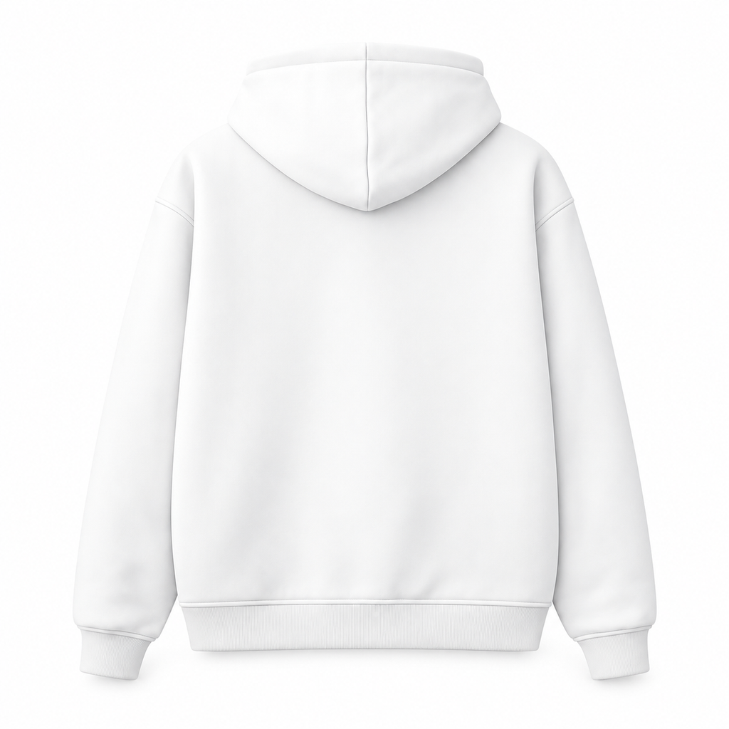 Essential White Cotton Fleece Hoodie