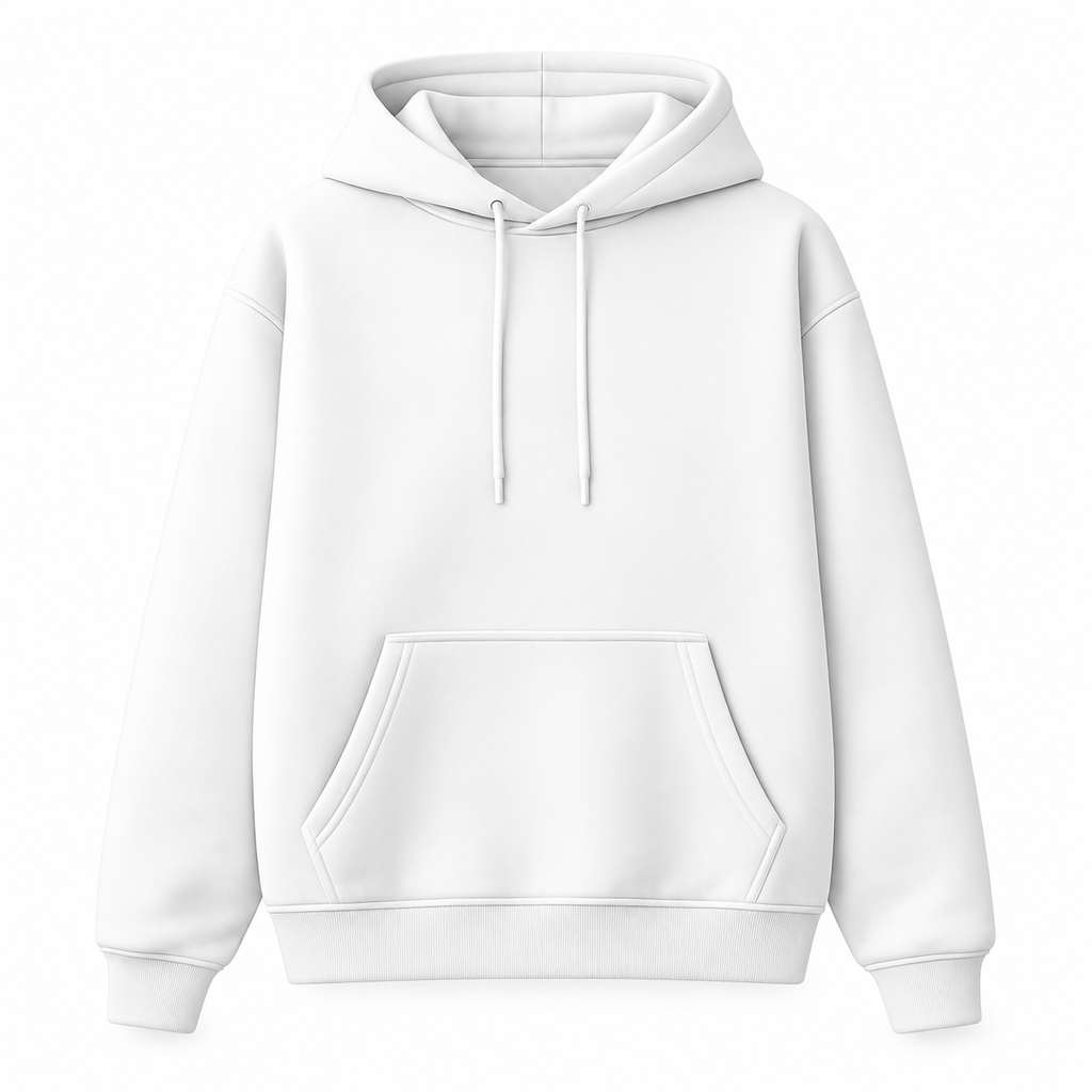 Essential White Cotton Fleece Hoodie