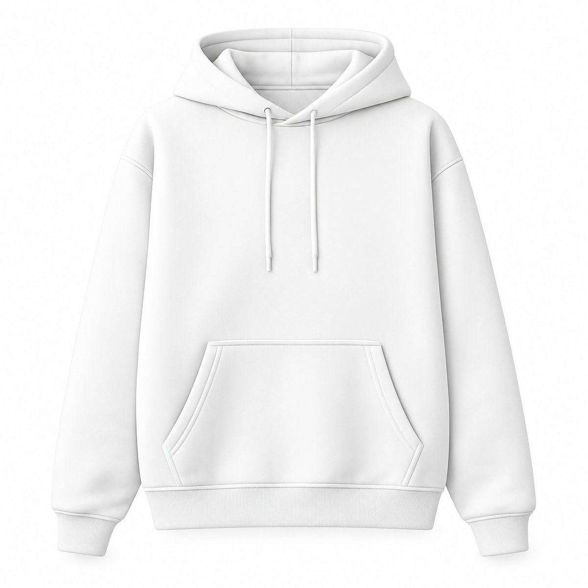 Essential White Cotton Fleece Hoodie
