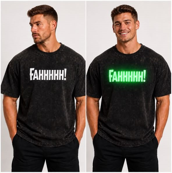 FAHHHHH! Glow in the Dark Graphic Oversized T-Shirt