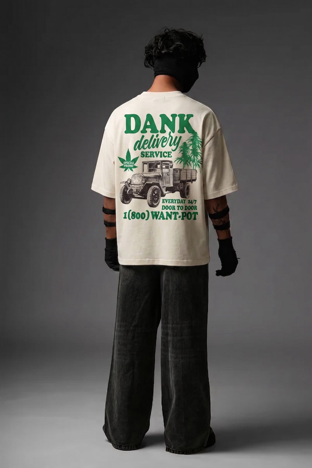 Dank Delivery Cream Oversized Streetwear Tee