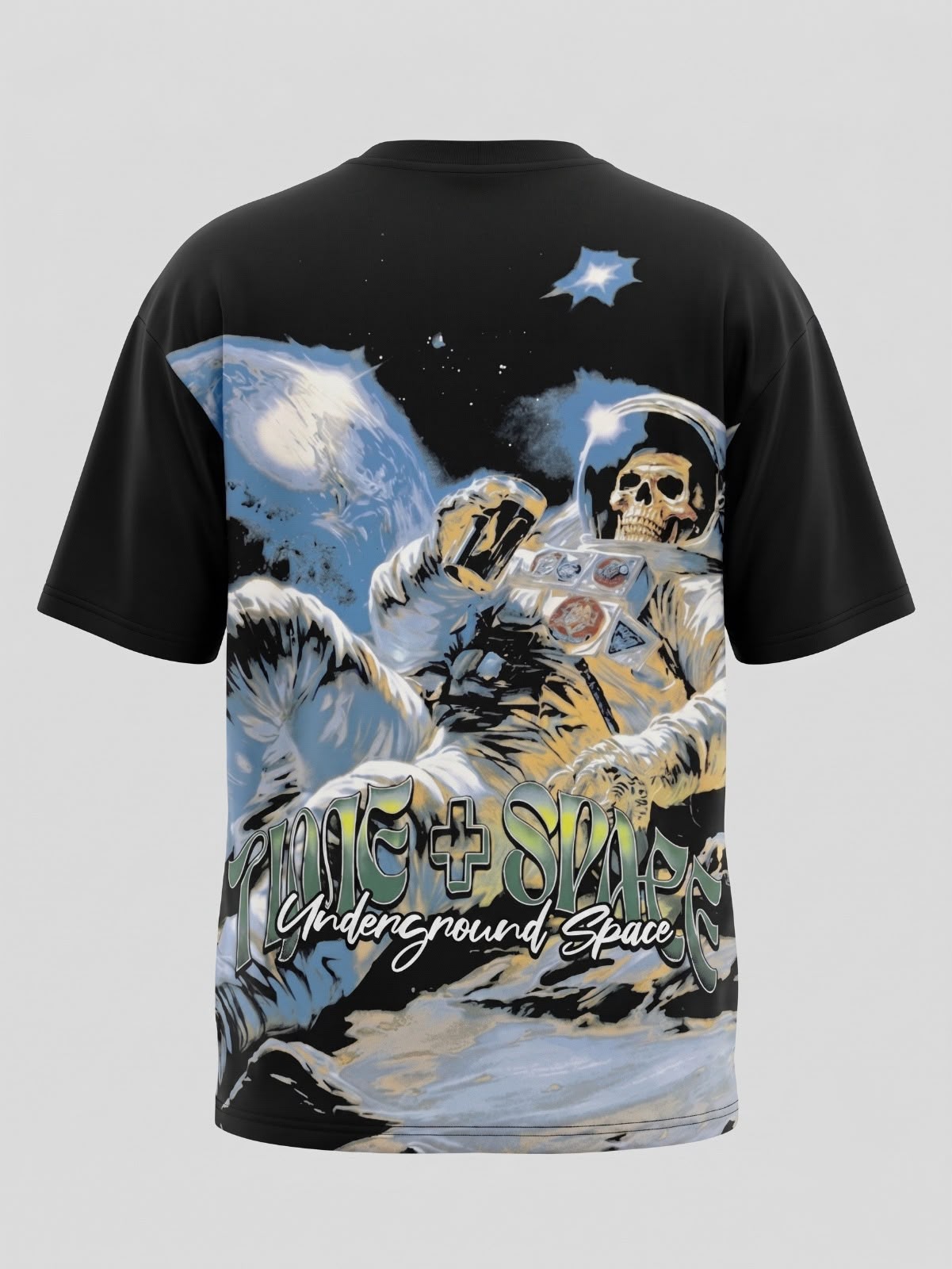 Underground Space Oversized Graphic T-Shirt – Black