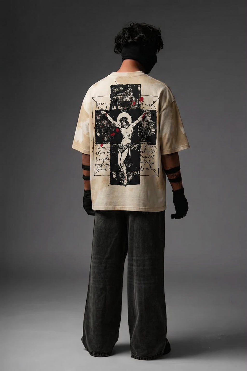 Crucifix Reverse Stitch Oversized T-Shirt – Off White