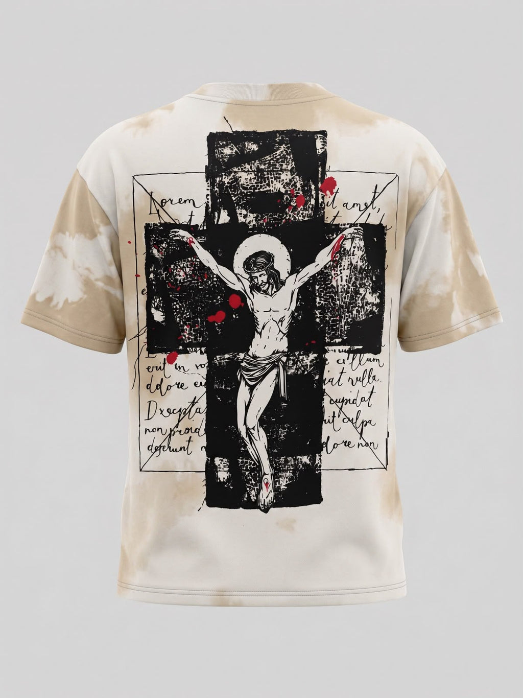 Crucifix Reverse Stitch Oversized T-Shirt – Off White