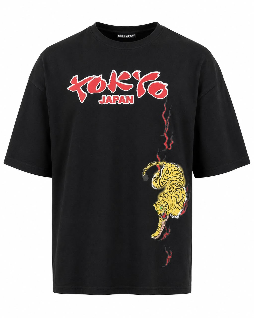 Tokyo Tiger Oversized Graphic T-Shirt – Black