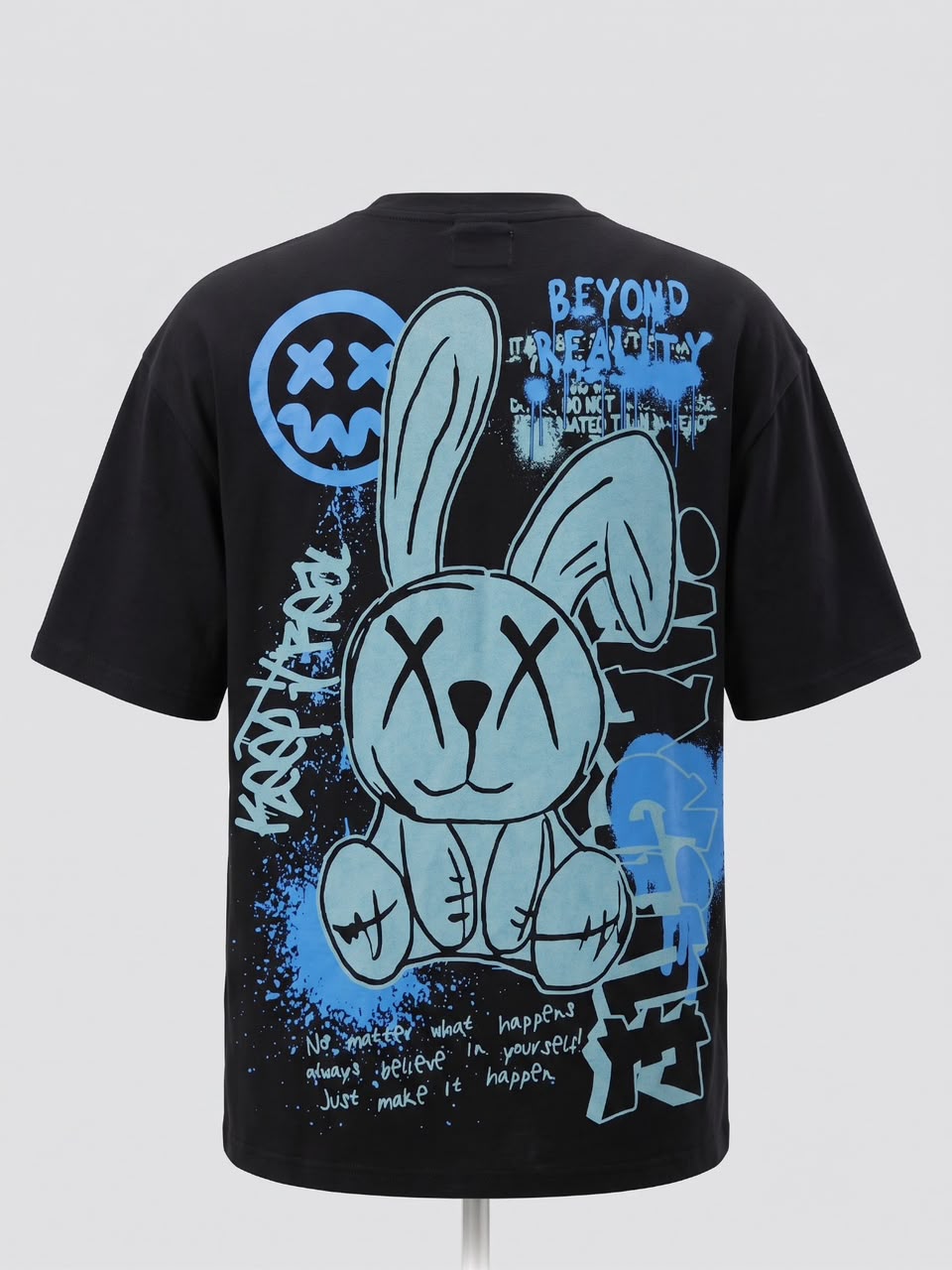Beyond Reality Bunny Oversized Graphic T-Shirt – Black