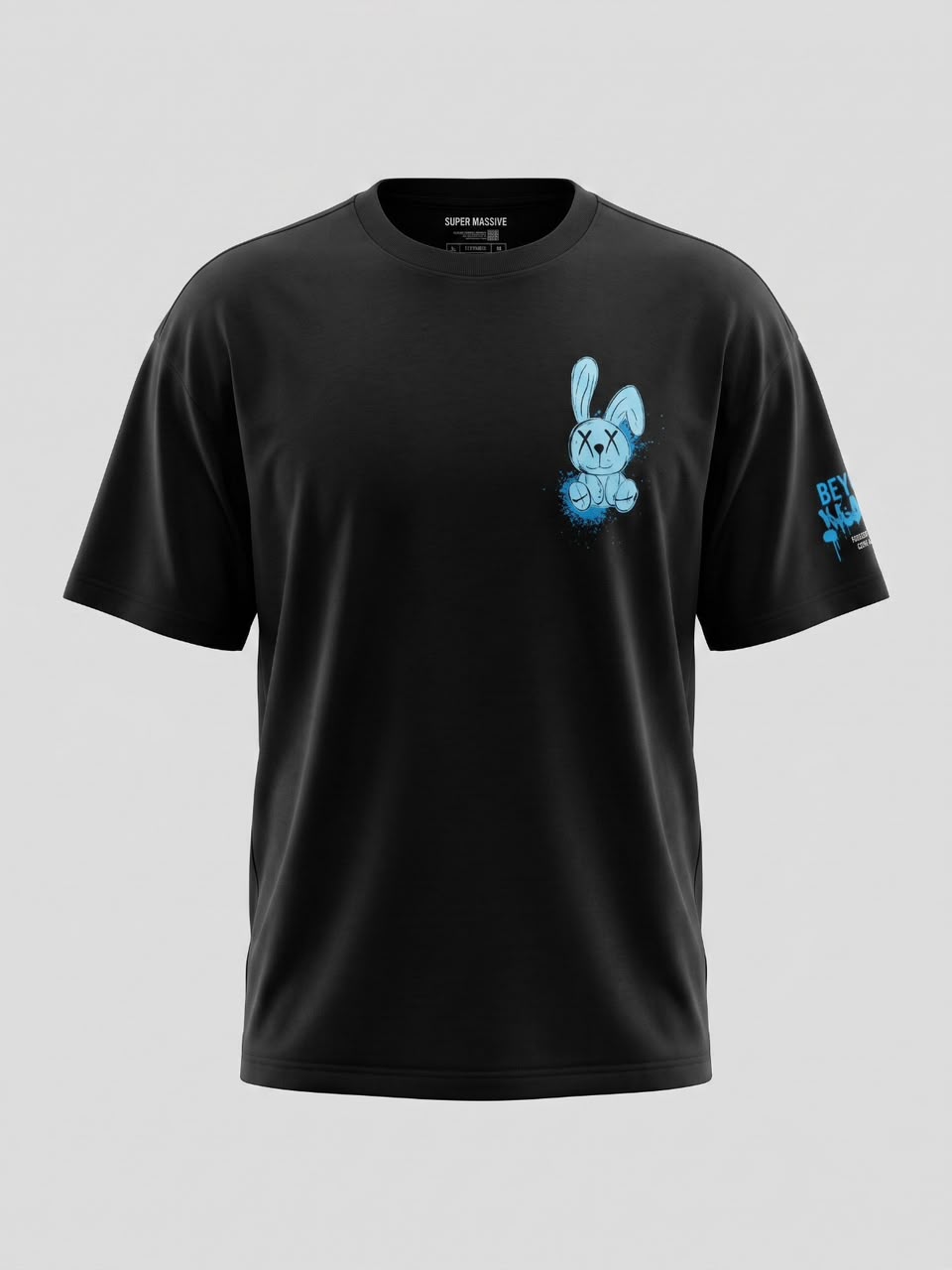 Beyond Reality Bunny Oversized Graphic T-Shirt – Black