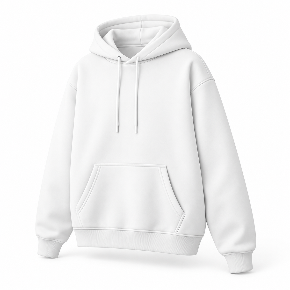 Essential White Cotton Fleece Hoodie