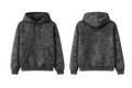 Acid Wash Black cotton fleece hoodie front and back