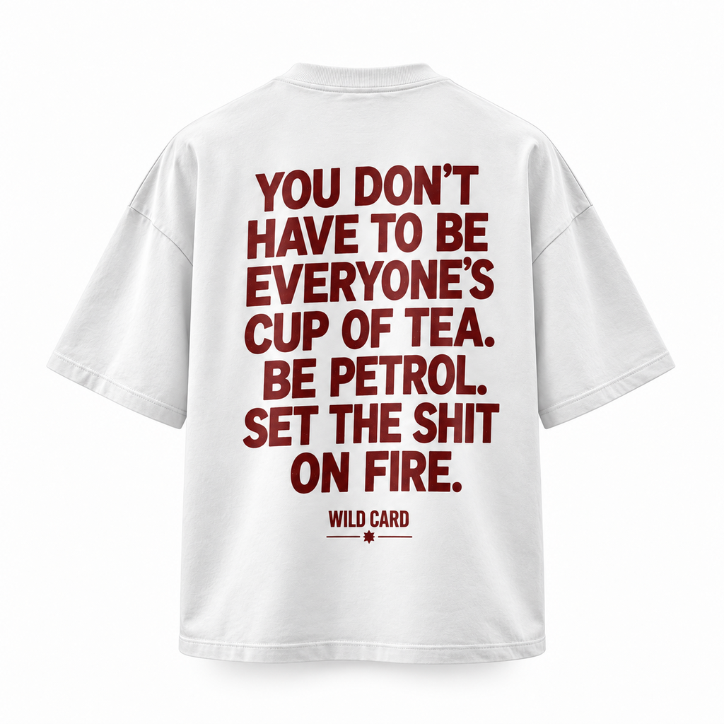 Be Petrol oversized statement T-shirt in White, back