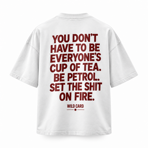 Be Petrol oversized statement T-shirt in White, back