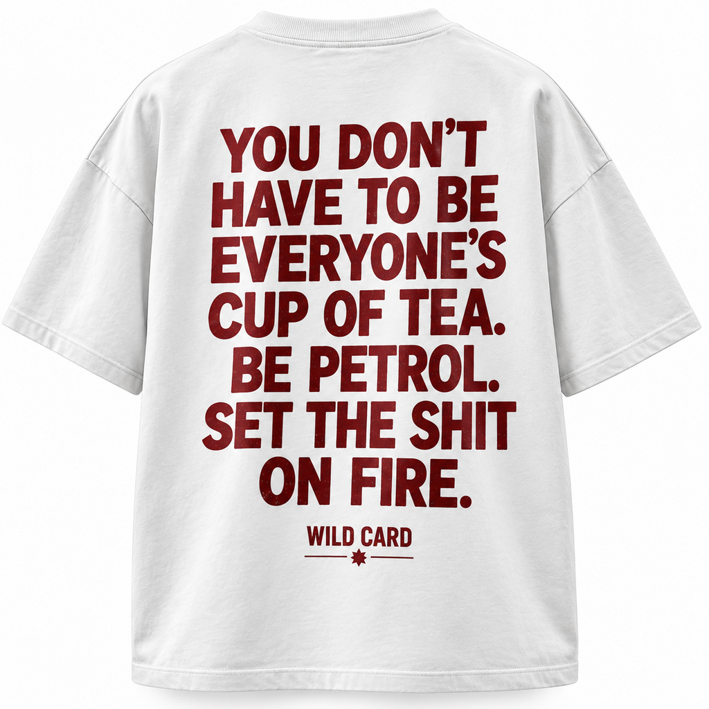 Be Petrol oversized statement T-shirt in White, print-detail