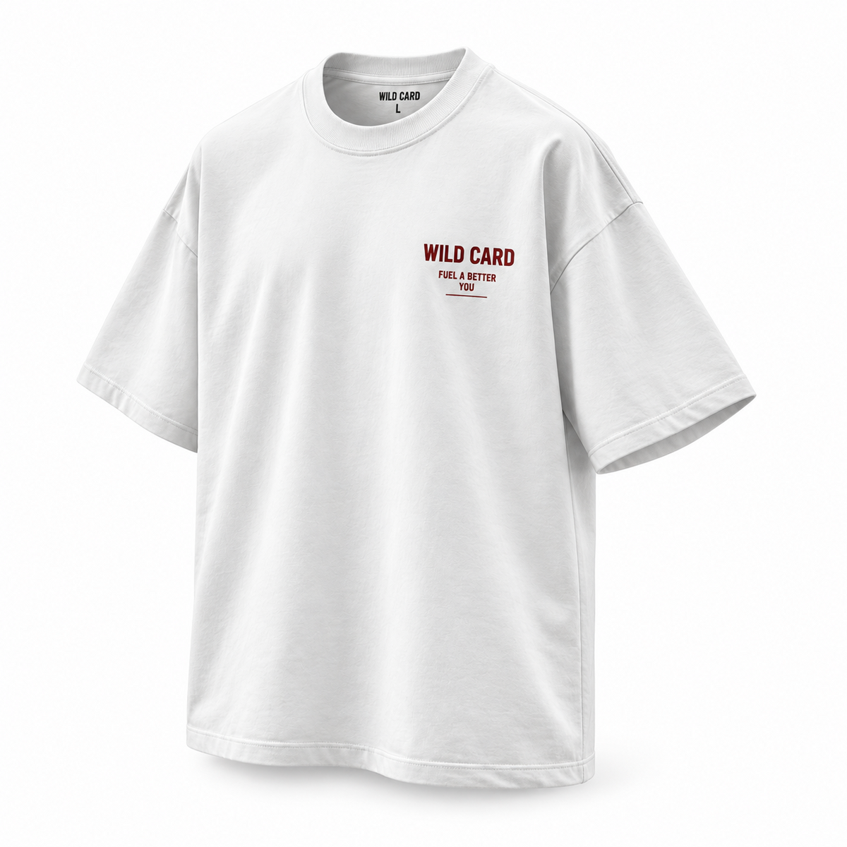 Be Petrol oversized statement T-shirt in White, three-quarter